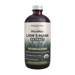 MycoMax Lions Mane Extract - 70% Beta Glucans, Max Potency Organic Lions Mane Supplément, US Grown + Extraction par ultrasons - 500 mg par portion - Clarté mentale, Focus et Mémoire - 8 oz.