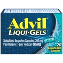 Advil Liqui-Gels Pain Reliever and Fever Reducer, Pain Medicine for Adults with Ibuprofen 200mg for Headache, Backache, Menstrual Pain and Joint Pain Relief - 20 Capsules liquides remplies