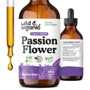 Teinture de fleurs de la passion sauvage et biologique - Support d'humeur - Supplément de fleurs de la passion calmante - Extrait liquide de Passiflora Incarnata - gouttes d'herbe végétalienne, sans sucre et sans alcool - 4 fl oz