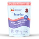PREMIER JOUR Femmes , Restaurer la nuit Calmer Magnésium Gummies – Aide au sommeil soutient le repos pacifique, l'humeur équilibrée et l'énergie – Supplément avec Magnésium Citrate, L-Theanine & No Melatonin – 30 jours de ravitaillement