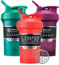 Bouteilles de mélange Classic V2 Bouteille de shaker parfaite pour les shakes protéiques et préentraînement, 20-Ounce (3 Pack), Rouge, Vert, Plum