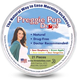 Preggie Pop Drops: 21 gouttes: Matin Maladie pendant la grossesse: En sécurité pour femme enceinte et bébé: Sans gluten: quatre saveurs: citron, framboise, pomme verte, Tangerine