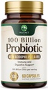 Probiotiques 100 milliards CFU - 16 souches probiotiques avec prébiotiques - Soutiens immunitaires, santé des intestins, PH, Constipation occasionnelle, gaz et ballonnement - Supplément pour les femmes et les hommes, plateau stable - 60 capsules