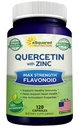 aSquared Nutrition Quercetin 1000mg avec supplément de zinc - 120 Capsules - Quercetin Dihydrate avec Black Elderberry & Zinc - Pilules complexes de poudre Max Strength pour aider à améliorer la réponse immunitaire