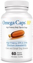 Omega Caps HP Snip Conseils pour les chats et les petits chiens Haute puissance EPA et DHA maximum Biodisponibilité Supplément d'huile de poisson Vet Formulé Made in USA Skin Coat Joint and Heart Health 60 Capsules