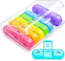 AUVON Weekly Pill Organizer 3 Mal pro Tag, Große 7 Tage Pille Box 3 Mal pro Tag mit separatem Container, Tragbare Pille Fall für Medikamente, Vitamine, Fischöl und Ergänzungen