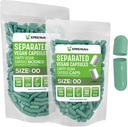 XPRS Nutra Vegan Taille 00 Capsules séparées - 500 Compte Capsules vides Premium Séparées dans des sacs - 00 Pills vides pour le remplissage de supplément de bricolage (vert de l'âge)