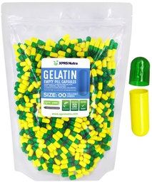 XPRS Nutra Size 00 Empty Capsules - 1000 Count Empty Gelatin Capsules - Pills DIY Capsule Filling - Fillable Pill Gel Caps for Do-It-Yourself Supplements (Green/Yellow)