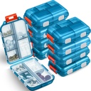Meekoo 8 Pcs Travel Pill Organizer Pocket Portable Pill Case Daily Container Small Container Medicine Voyage avec 10 compartiments pour la Purse Fish Oil Medicine (Sky Blue)