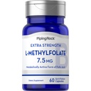 Piping Rock L-Methylfolat 7,5 mg | 60 Kapseln | Extra Strength Supplement | Active Folic Acid | Non-GMO, Glutenfrei