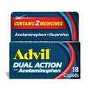 Advil Dual Action Coated Caplets mit Acetaminophen, 125mg Ibuprofen und 250mg Acetaminophen Pro Caplet für 8 Hour Pain Relief - 18 Count