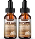 2 Pack Lions Mane Supplement Liquid Mushroom Extract Drops for Memory, Focus & Clarity - Brain Booster - Lions Mane Tincture for Natural Immune Support, Vegan, Organic, 2 Fl Oz