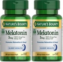 Nature's Bounty Melatonine, 100% sans médicament aide au sommeil, complément alimentaire, favorise la relaxation et la santé du sommeil, 5mg, 90 Softgels (Pack de 2)