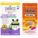 Motrin et Zarbee : essentiels pour les nourrissons Les gouttes de médicaments liquides concentrés pour les nourrissons avec Ibuprofène et la Toux de bébé de Zarbeee Sirop + Immune avec Agave biologique + Zinc