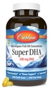Carlson Super DHA Gems - Suppléments DHA de 500 mg, 640 mg Acides gras, Concentré d'huile de poisson norvégien, Wild-Caught, Capsules d'huile de poisson d'origine durable, 240 Softgels