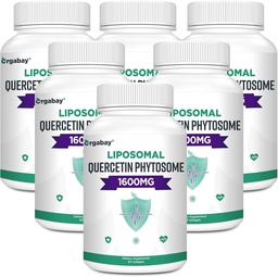 Orgabay Liposomique Quercetine Phytosome 1600 mg,Bromelain 200mg,Zinc 30mg,Vitamine C Turmère 40 mg,Absorption la plus élevée,Complexe de Quercetine, 360 Softgels