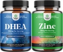 Bundle of Pure DHEA and Pure Zinc Supplement - DHEA Thyroid Support for Women Health Immune Support Bone Health and Mood Support - Zinc Immune System Booster for Mood Boost Heart Health