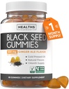 Gommies d'huile de graines noires - Ginger Ale Flavor naturel (non-OGM et végétalien) Nigella Sativa pressée à froid produisant de l'huile de graines de cumin noir pur - 500mg Par 2 Gummy Servir