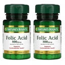 Nature's Bounty Folic Acid 800 mcg Supplément de vitamine Résistance maximale - 250 comprimés, boîte de 2