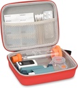 Cas de voyage dur pour l'inhalateur d'asthme et accessoires, avec Mesh Pocket pour la médecine, Rouge
