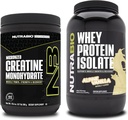 NutraBio Creatine Monohydrate, Unflavored, 300g und Whey Protein Isolate, Alpine Vanille, Supplement Bundle - Muskelenergie, Lean Muskelwachstum, Erholung und Stärke