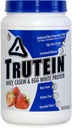 Trutéine à haute teneur en protéines en poudre : 45 % de lactosérum, 45 % de caséine, 10 % d'oeufs blancs, sans gluten, faible teneur en sodium, poudre de protéines de lactosérum, supplément de gymnastique et petit déjeuner, fraises et crème, 2 lb