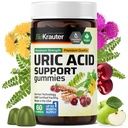 BIO KRAUTER Uric Acid Support Gummies - 60 Végétaliens Chews - Uric Acid Support w/Tart Cherry & Chanca Piedra 4:1 Extraits - Supplément naturel de rein avec chardon et curcuma