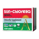 Sun Chlorella 200 mg Supplément superaliment des algues vertes - Mur cellulaire pulvérisé - Chlorophylle, CGF, B12 actif, Fer, Protéines - Non-OGM - 1500 Comprimés