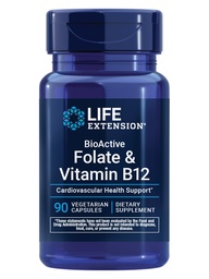 Life Extension BioActive Folate and Vitamin B12, Heart Health, 90 Capsules