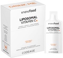 Codeage Liposomique Vitamine C Liquide 1000mg Vitamine C, 4000mg Phospholipides essentiels, Supplément pour le soutien immunitaire quotidien, Liposomes pour l'absorption, Citrus Bioflavonoïdes, Vitamine E, Non-OGM, 32 Pouches
