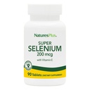 NaturesPlus Complexe Super Sélénium - 200 mcg, 90 comprimés végétariens - Supplément minéral essentiel avec la vitamine E - Promotion Thyroïde en santé - Antioxydant - Sans gluten - 90 portions