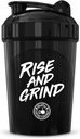 MIXT Energy Rise and Grind Shaker Bottle, 16 Unzen Shaker Bottle, BPA Free & Lid Mixing Technology (16 Unze, Schwarz)