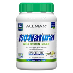 Tombow ALLMAX ISONATURAL Isolation des protéines de lactosérum, Vanille - 2 lb - 27 grammes de protéines par scoop - Zéro gras et sucre - 99% Sans lactose - avec prébiotiques - Pas d'arôme artificiel - Env. 29 portions