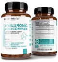 Suppléments d'acide hyaluronique 250mg avec 200mg Vitamine C, 1000mg L-Proline et anti-âge, Capsules d'acide hyaluronique pour la peau, les articulations et la santé des tissus conjonctifs - 120 Capsules