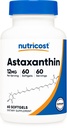 Nutricost Astaxanthin 12mg, 60 Softgels - Sans OGM et sans gluten (2 mois d'approvisionnement)