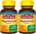 Nature Made Magnesium Oxide 250 mg, Dietary Supplement for Muscle, Heart, Bone and Nerve Health Support, 100 Tablets, 100 Day Supply (Pack of 2)