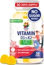 Sugar-Free Vitamin D3 K2 Gummies 5000 IU - Immune & Bone Support Gummies - Vitamin D Gummy Supplement for Adults - High-Absorption, Vegan, Halal, Gluten-Free Chewable Vitamins