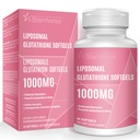 Glutathion liposomique Softgels 1500MG, Supplément réduit de glutathion avec vitamine C, Meilleure absorption, Antioxydant puissant non-OGM pour le vieillissement en santé, Detox, Santé immunitaire, 60 Softgels