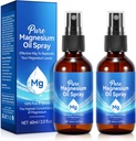 2Pack Pure Magnesium Oil Spray, Topical Magnesium Spray bouteille de verre, Bio Magnésium Spray pour les pieds, Nourrissant la peau, Unclog Pores, Allège la perte de cheveux, 4 fl oz