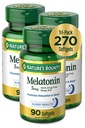 Nature's Bounty Melatonin 100% Drug Free Sleep Aid, Nahrungsergänzung, fördert Entspannung und Schlaf Gesundheit, 5 mg, 90 Count, Pack von 3