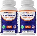 Chromium vitamatique 1000 mcg. 365 Comprimés à haute puissance Picolinate de chrome non-OGM, sans gluten (paquet de 2)