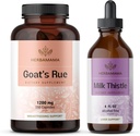 HERBAMAMA Trousse de détox du foie de chèvre et de chardon de lait - Ensemble de 1200 mg de capsules de rue de chèvre et de détox du foie de chardon de lait