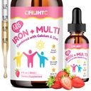 Supplément en fer liquide pour les enfants, les femmes et les hommes - avec Calcium, Zinc, enfants Multivitamine avec gouttes de fer - Immune Support, Blood Builder & Energy Support for Iron Deficiency, Anemia, Vegan 2 Fl Oz