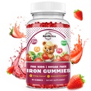 Supplément de fer Gummies pour enfants - avec Calcium, Zinc, Multivitamine pour enfants avec Gummies de fer - Immune Support, Blood Builder & Energy Support pour la carence en fer, Anémie, Vegan - 60 Comte