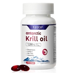 Antarctic Krill Oil 1200 mg pro Portion, 120 Quick Release Softgels mit Omega-3 EPA DHA, Astaxanthin & Phospholipide, Mercury Free, No Fishy Aftertaste for Heart, Joint & Brain Health