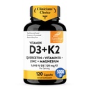 Sandhu's Vitamin D3 K2 Magnesium 5000 IU, 120mcg K2 Capsules 120 Count (Pack of 1) | with VIT B6, Zinc & Quercetin | D3K2 Supports Superior Absorption, Energy, Immune, Muscle Health for Men & Women