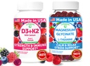 Lunakai USA D3+K2 mit Calcium & Magnesium Glycinat + L-Theanine Gummis Bundle – 60 Non-GMO Gummis Jede