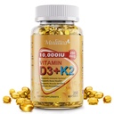 Pflanzenbasierte D3 K2 Vitamin 10000 IU w/ Virgin Coconut MCT Öl - 200 mcg MK7 Vitamin K2, Non-GMO für Endabsorption - Knochen, Immun- und Herzgesundheit - Einfache D & K Ergänzung - 250 Softgels