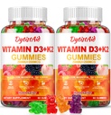 Vitamin D3 + K2 Gummie 2000 IU mit Calcium + K2 (MK-7), Magnesium Citrat, Vitamin C, Zink & Boron – Knochen, Herz & Immununterstützung – Vegan, Non-GMO, Gelatin-frei, Sugar-Free Supplement, 120 Gummie