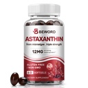 BEWORD Astaxanthine 12mg avec l'huile MCT, 60/120 Softgels 2-Mois Supplement Exclusivité Suppléments antioxydants Premium Exclusivité Microalgues naturelles, Triple Strength Exclusivité Skin & Eye Health Exclusivité